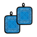Light Blue Paisley Bandana Print Pot Holders