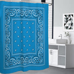 Light Blue Paisley Bandana Print Premium Shower Curtain