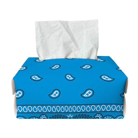 Light Blue Paisley Bandana Print Rectangle Tissue Box Cover