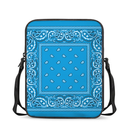 Light Blue Paisley Bandana Print Rectangular Crossbody Bag