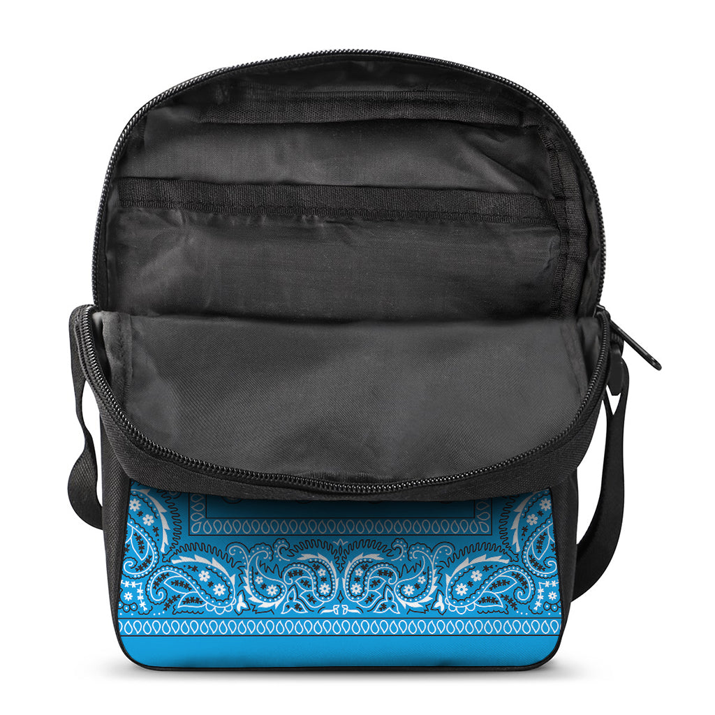 Light Blue Paisley Bandana Print Rectangular Crossbody Bag