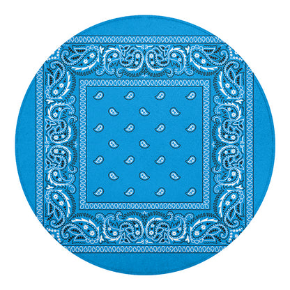 Light Blue Paisley Bandana Print Round Blanket