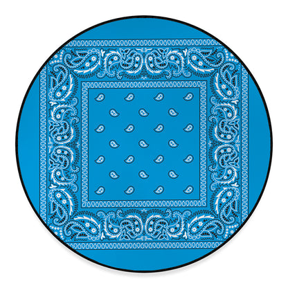 Light Blue Paisley Bandana Print Round Floor Mat