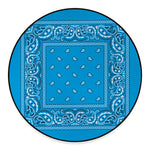 Light Blue Paisley Bandana Print Round Floor Mat