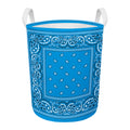 Light Blue Paisley Bandana Print Round Laundry Basket
