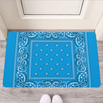 Light Blue Paisley Bandana Print Rubber Doormat