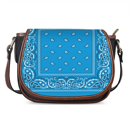 Light Blue Paisley Bandana Print Saddle Bag