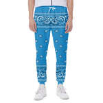 Light Blue Paisley Bandana Print Scuba Joggers