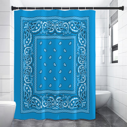 Light Blue Paisley Bandana Print Shower Curtain