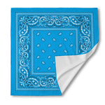 Light Blue Paisley Bandana Print Silk Bandana