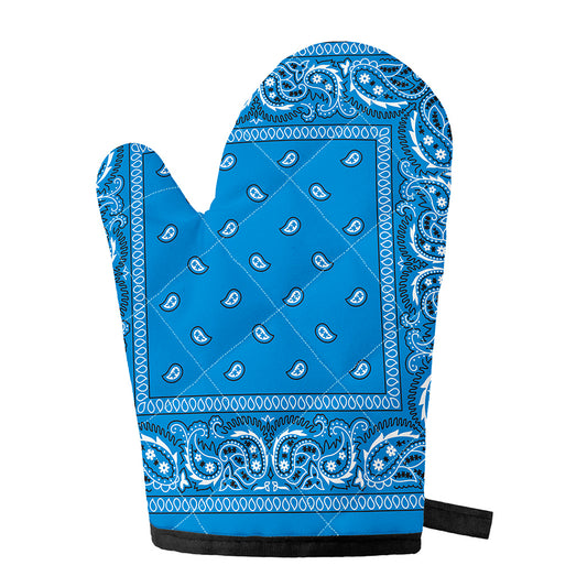 Light Blue Paisley Bandana Print Single Oven Mitt