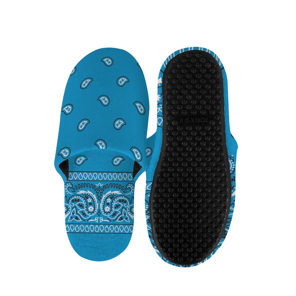 Light Blue Paisley Bandana Print Slippers