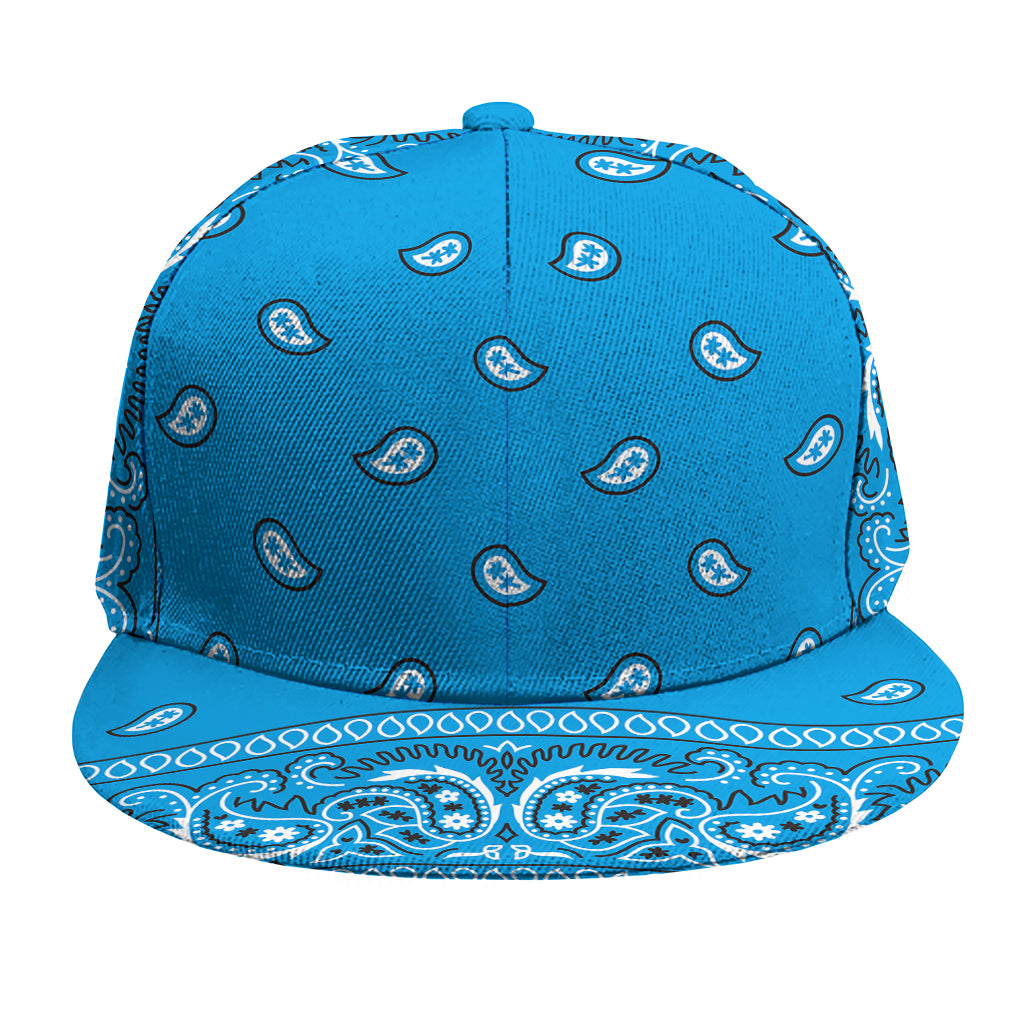 Light Blue Paisley Bandana Print Snapback Cap