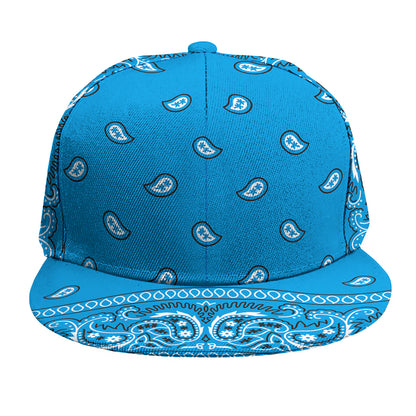 Light Blue Paisley Bandana Print Snapback Cap