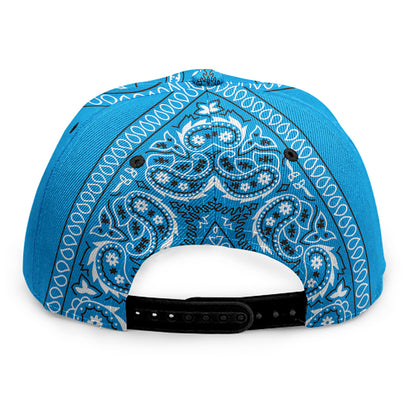 Light Blue Paisley Bandana Print Snapback Cap