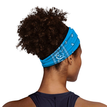 Light Blue Paisley Bandana Print Sports Headband