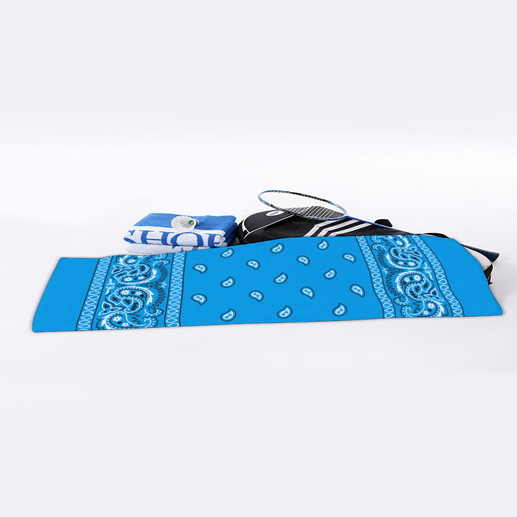 Light Blue Paisley Bandana Print Sports Towel