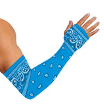 Light Blue Paisley Bandana Print Sun Protection Arm Sleeves
