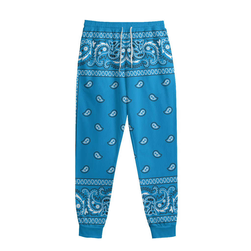 Light Blue Paisley Bandana Print Sweatpants