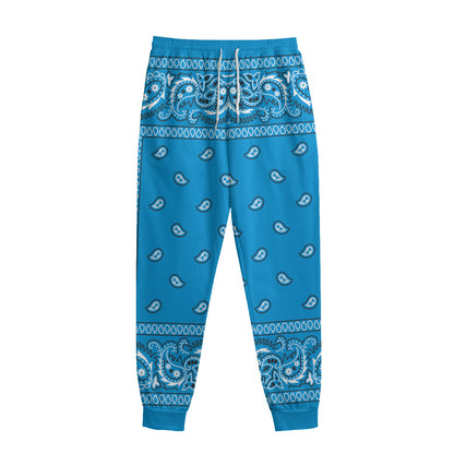 Light Blue Paisley Bandana Print Sweatpants