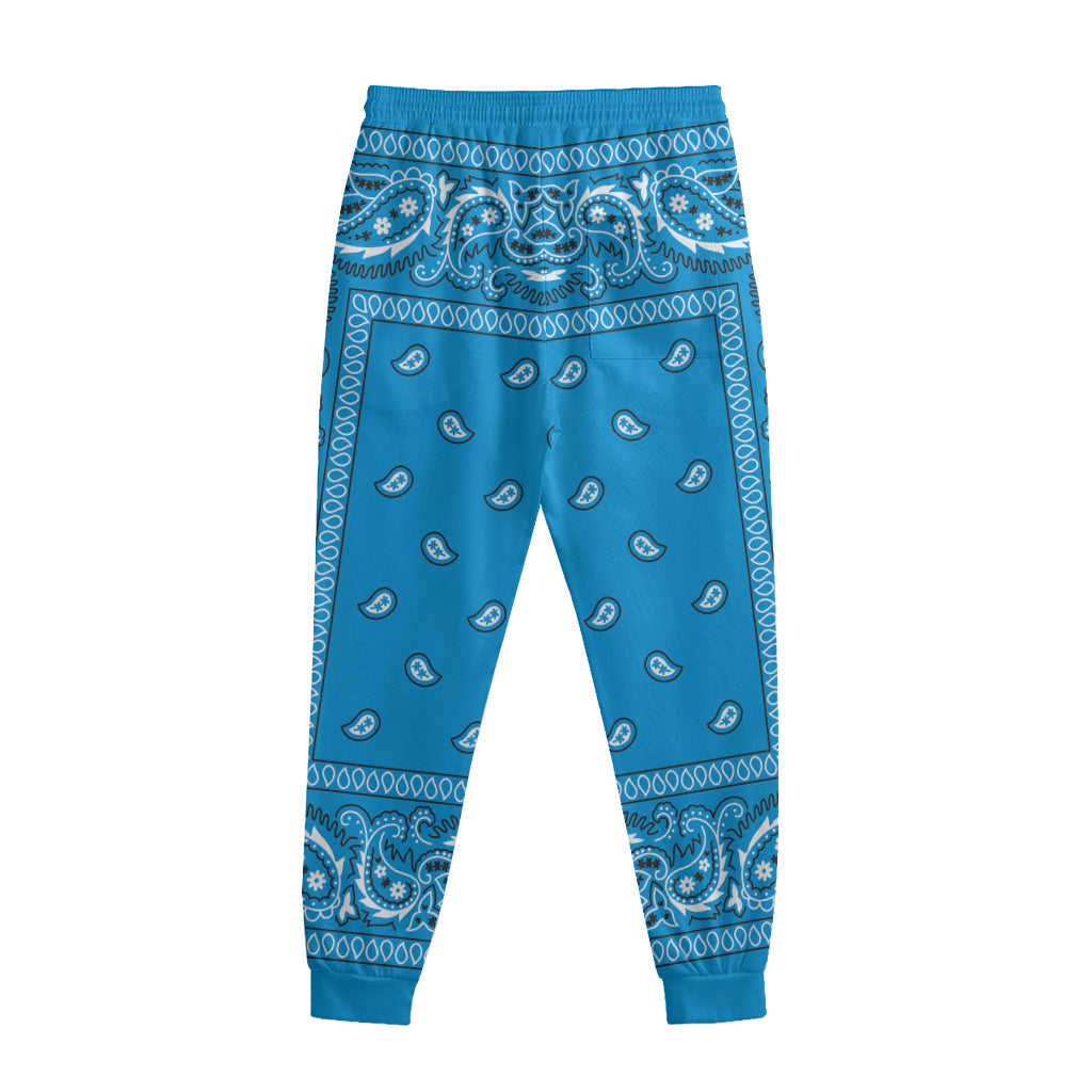 Light Blue Paisley Bandana Print Sweatpants