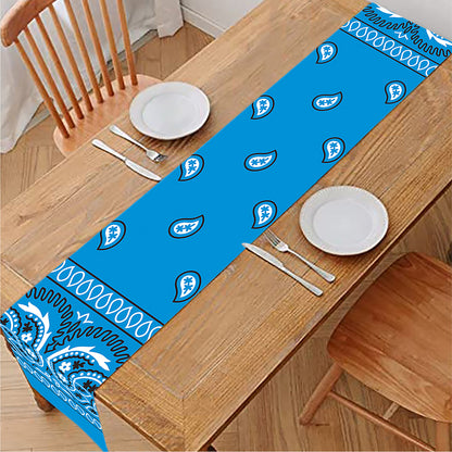 Light Blue Paisley Bandana Print Table Runner