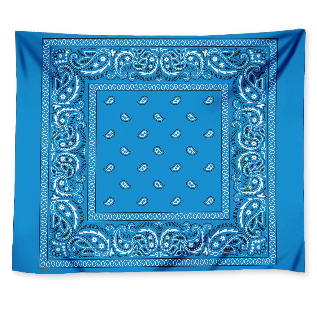Light Blue Paisley Bandana Print Tapestry