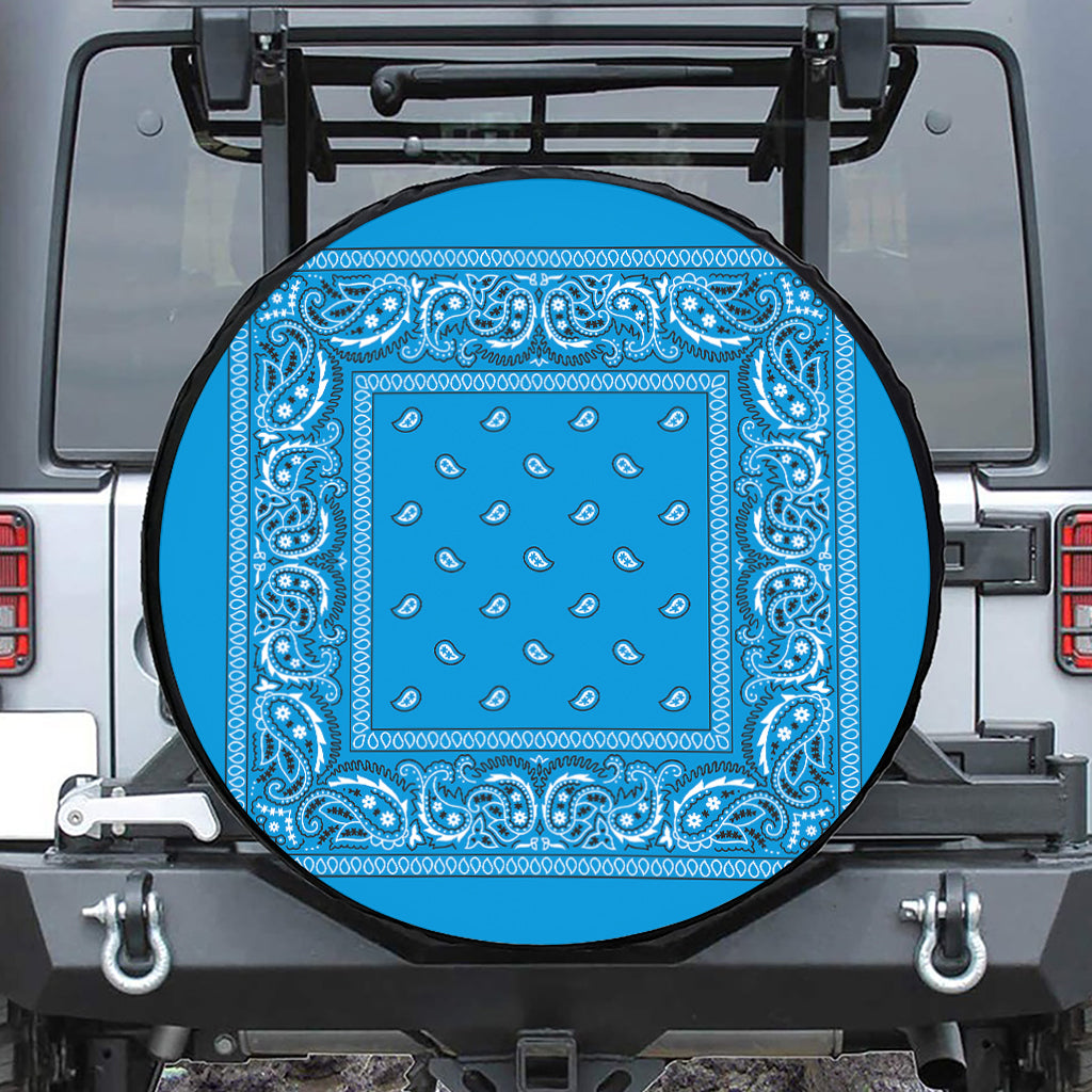 Light Blue Paisley Bandana Print Tire Cover