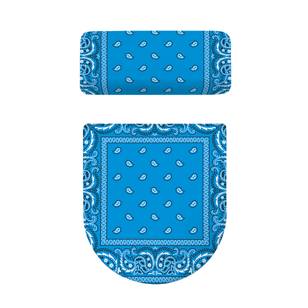 Light Blue Paisley Bandana Print Toilet Lid And Tank Cover Set