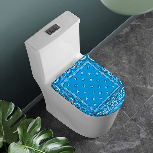 Light Blue Paisley Bandana Print Toilet Lid Cover