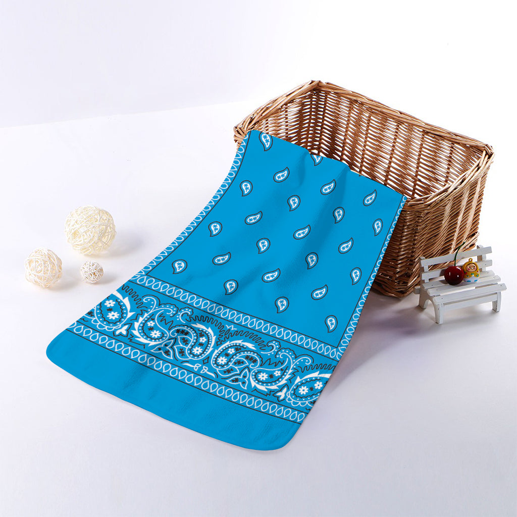 Light Blue Paisley Bandana Print Towel