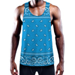 Light Blue Paisley Bandana Print Training Tank Top