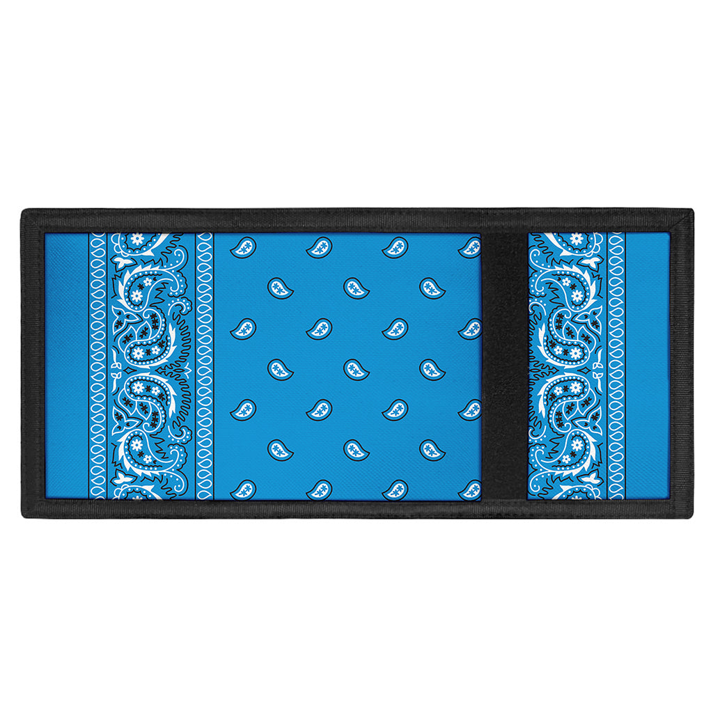 Light Blue Paisley Bandana Print Trifold Wallet