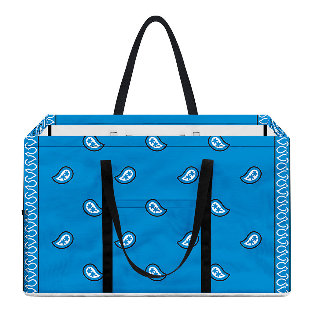 Light Blue Paisley Bandana Print Utility Tote Bag