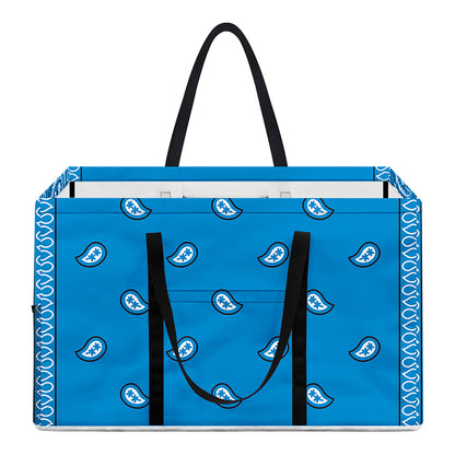 Light Blue Paisley Bandana Print Utility Tote Bag