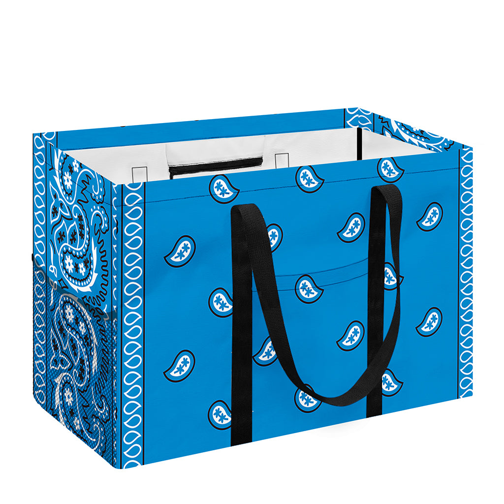 Light Blue Paisley Bandana Print Utility Tote Bag