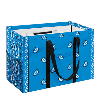 Light Blue Paisley Bandana Print Utility Tote Bag