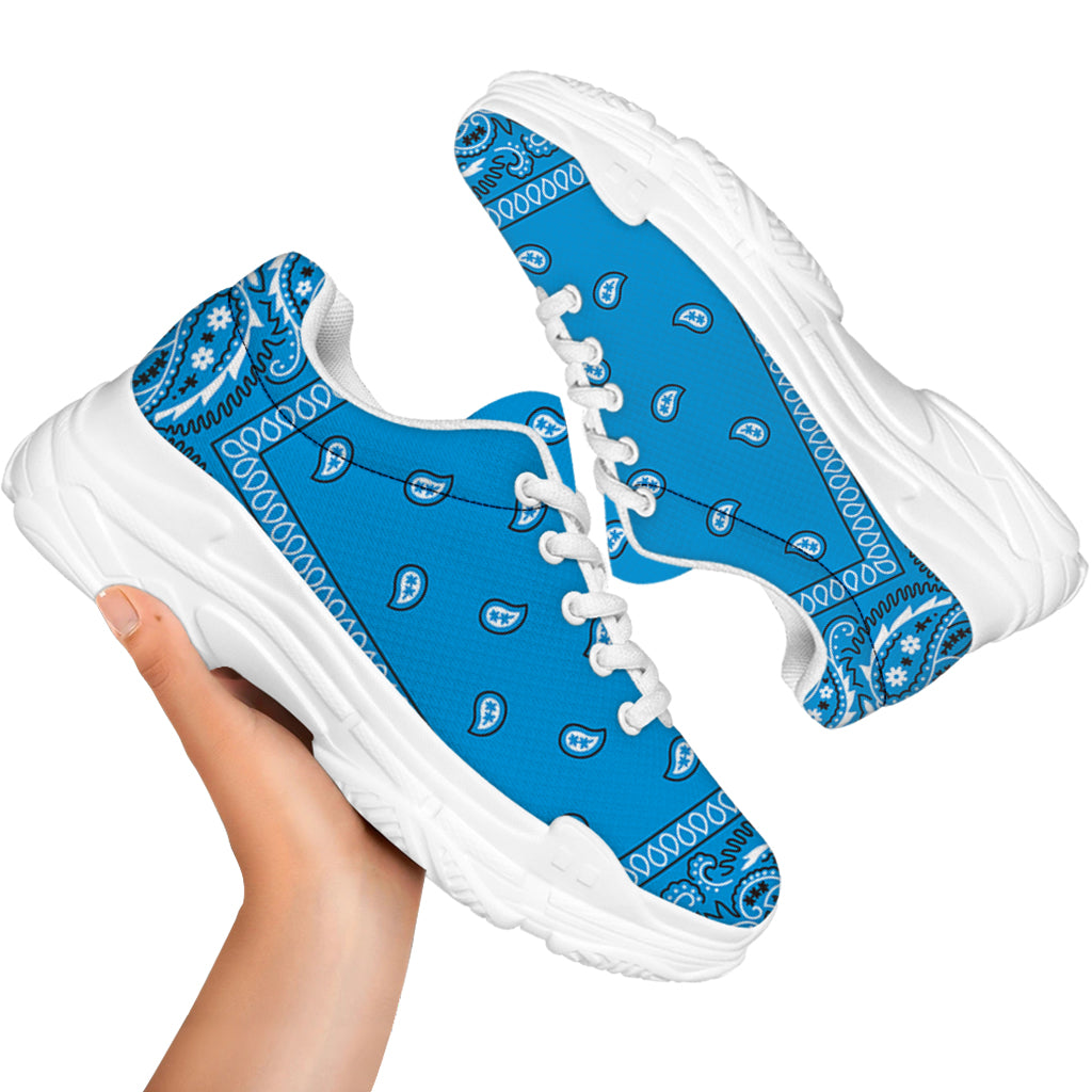 Light Blue Paisley Bandana Print White Chunky Shoes