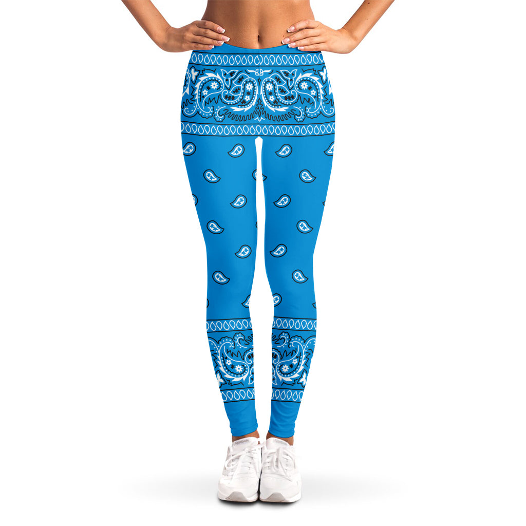 Light Blue Paisley Bandana Print Women's Leggings