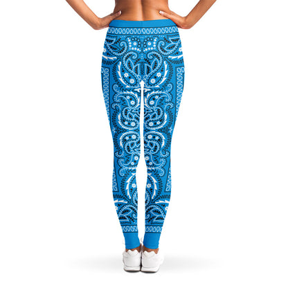 Light Blue Paisley Bandana Print Women's Leggings