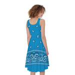 Light Blue Paisley Bandana Print Women's Sleeveless Dress
