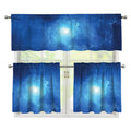Light Blue Space Print 3 Piece Kitchen Curtains