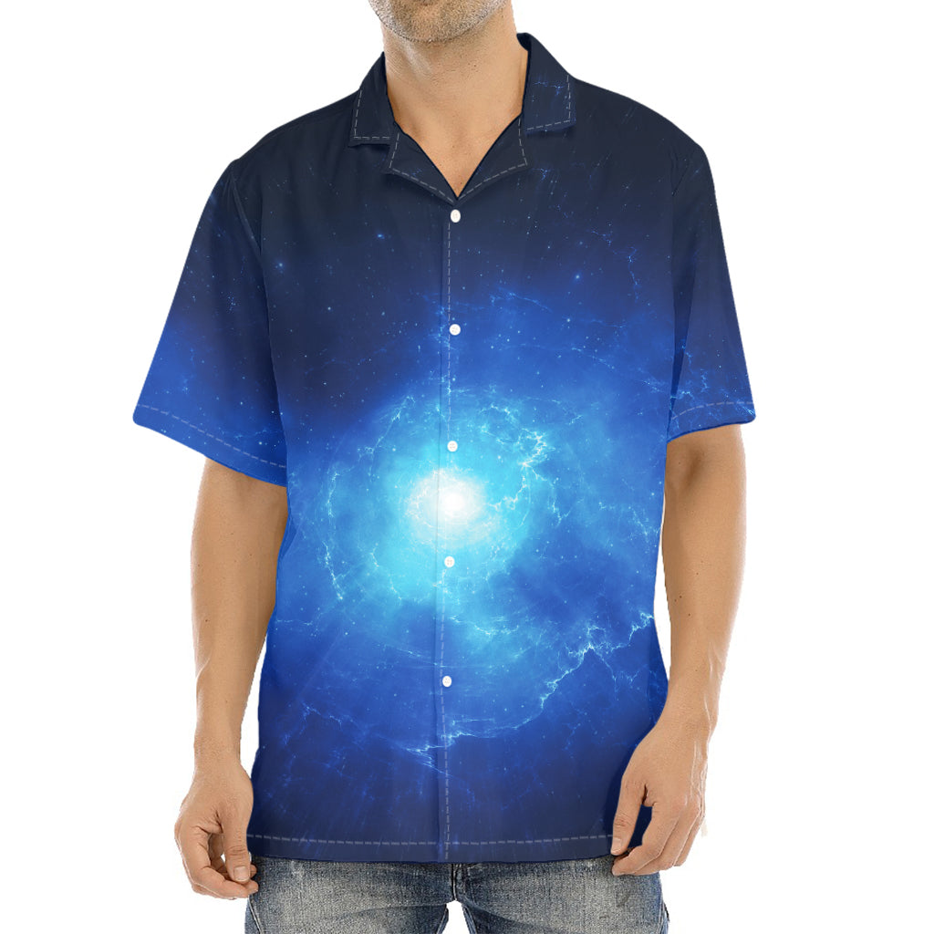 Light Blue Space Print Aloha Shirt