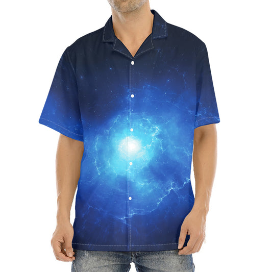 Light Blue Space Print Aloha Shirt