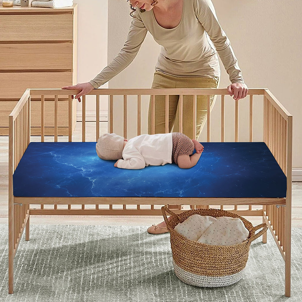 Light Blue Space Print Baby Crib Sheet
