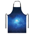 Light Blue Space Print Bib Apron With Pocket
