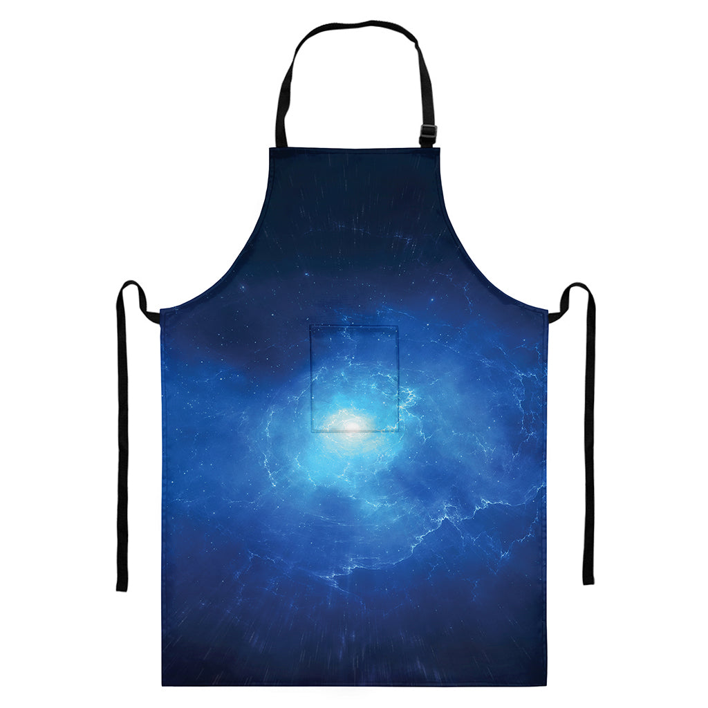 Light Blue Space Print Bib Apron With Pocket