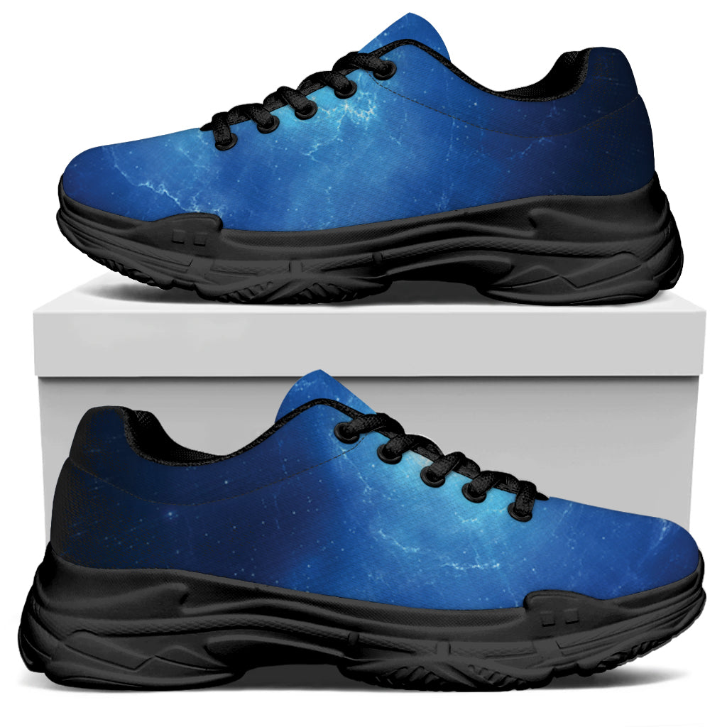 Light Blue Space Print Black Chunky Shoes
