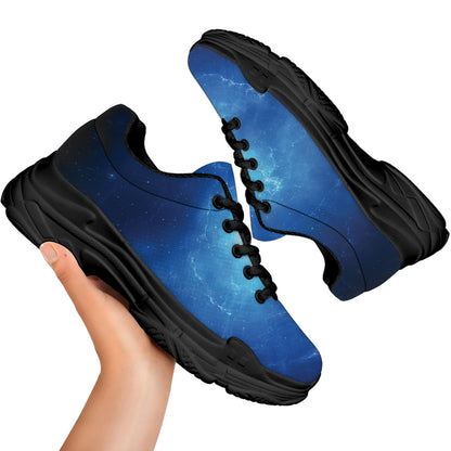 Light Blue Space Print Black Chunky Shoes