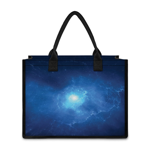 Light Blue Space Print Canvas Tote Bag